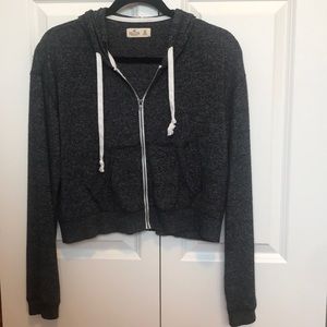 Cropped Hollister Zip Up Hoodie